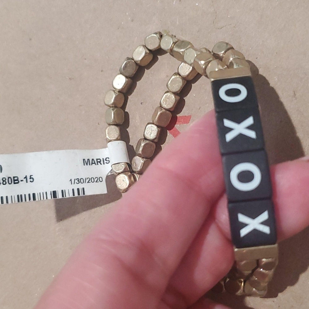 XOXO beaded gold tone stretchable elastic stretch bracelet
